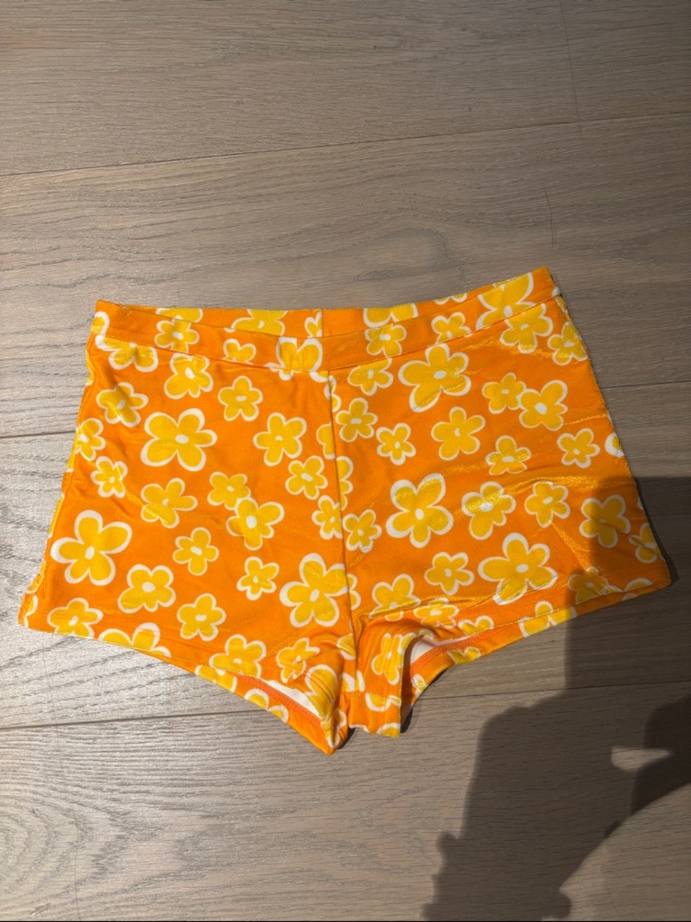 triangl swimwear Orange Floral High-Rise Bike Shorts